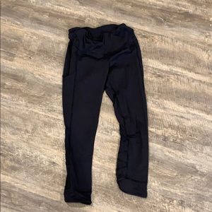 Lululemon Black Crop Cross Stitch Detail